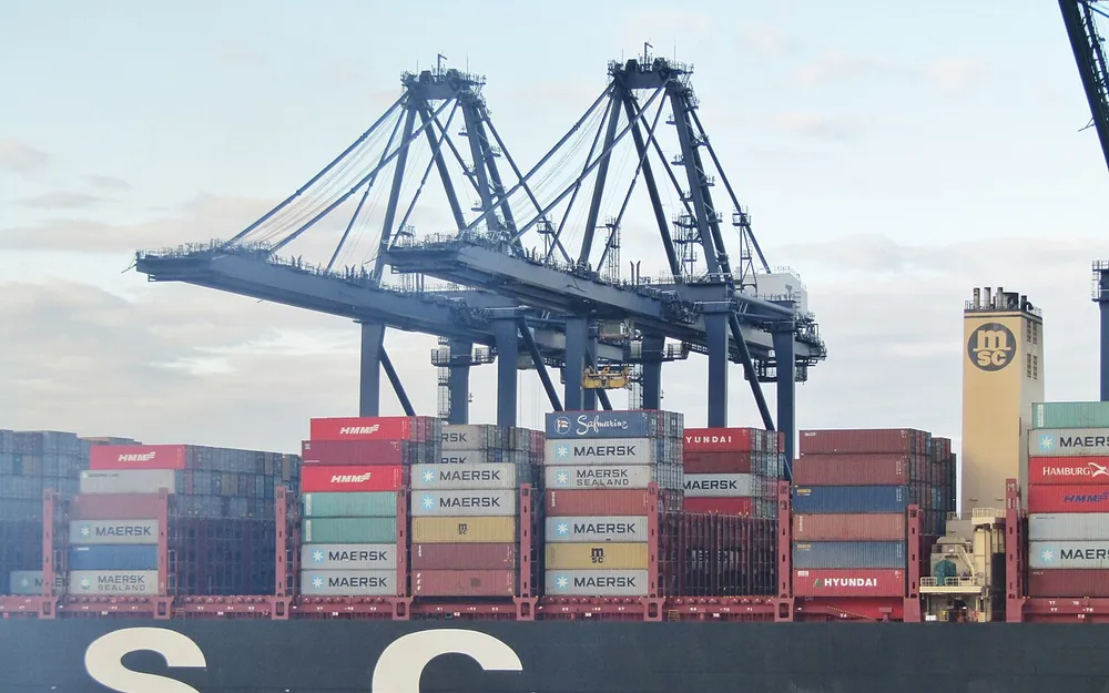 Ship-to-shore gantry cranes at the Port of Felixstowe